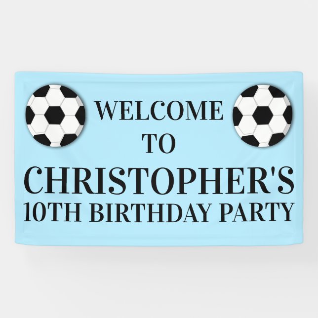 Football soccer boys birthday | CUSTOM AGE Banner (Horizontal)