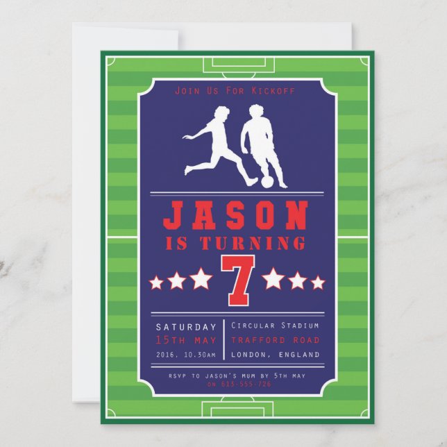 Football - Soccer - Boys - Birthday - Invitation (Front)