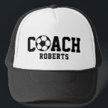 ⚽️ football / soccer COACH [custom name] Trucker Hat<br><div class="desc">Show your passion for football/soccer coaching with this design featuring a football,  with black text that can be customised. A good gift idea for your coach,  or anyone else passionate about football.</div>