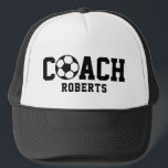 ⚽️ football / soccer COACH [custom name] Trucker Hat<br><div class="desc">Show your passion for football/soccer coaching with this design featuring a football,  with black text that can be customised. A good gift idea for your coach,  or anyone else passionate about football.</div>