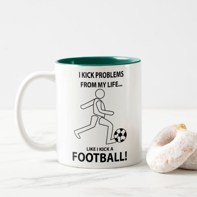 Football Soccer Coach Player Football Soccer Two-Tone Coffee Mug (With Donut)