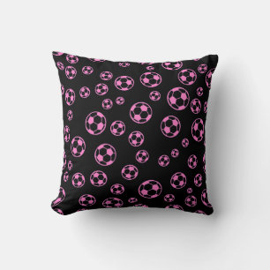 Football / Soccer Colours Balls In Pink Pattern Cushion
