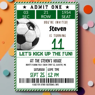 Football soccer game kids birthday invitation
