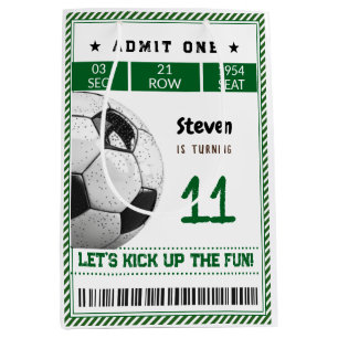 Football soccer game kids birthday medium gift bag