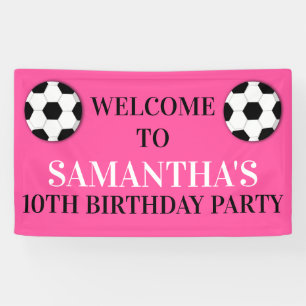 Football soccer girls birthday CUSTOM AGE Banner