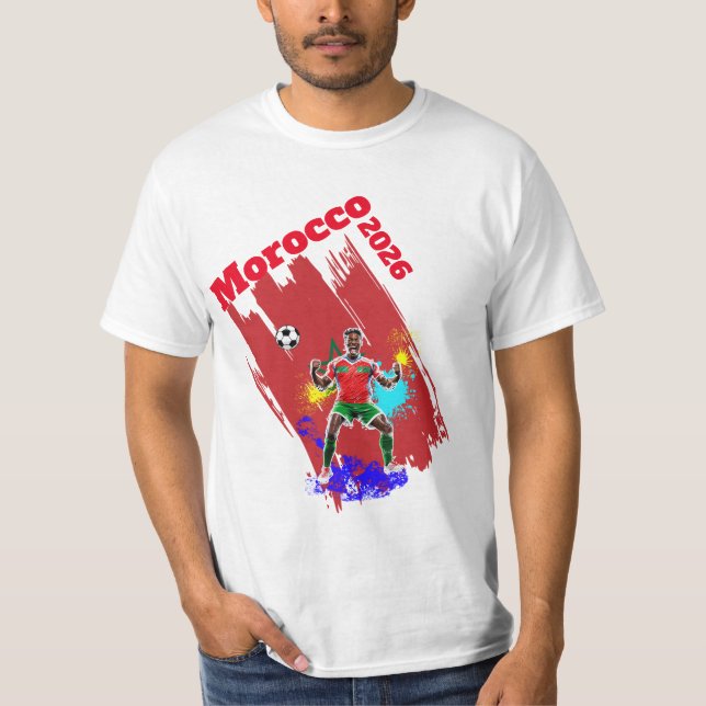 Football Soccer Goal Celebration Morocco Flag 2026 T-Shirt (Front)