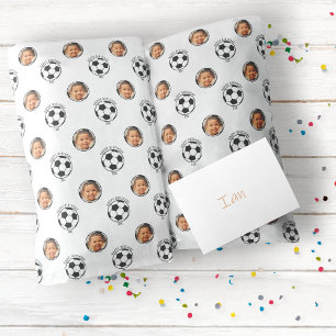 Football Soccer Kids Happy Birthday Name & Photo Wrapping Paper