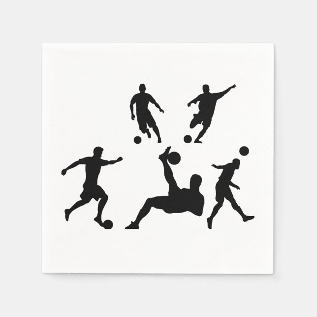 Football Soccer Player Silhouette Sport Napkin (Front)