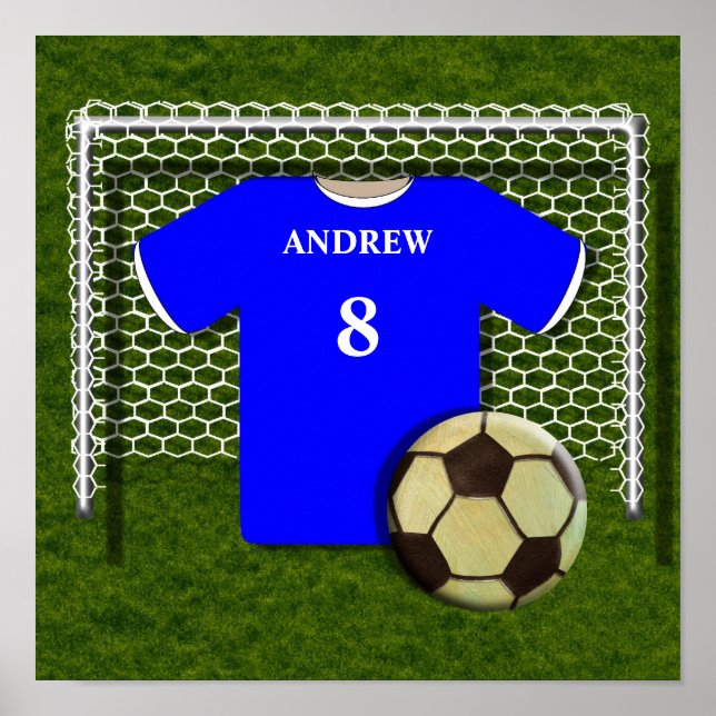 Football Soccer Shirt Blue Personalized Poster (Front)