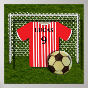 Football Soccer Shirt Red Personalised Poster