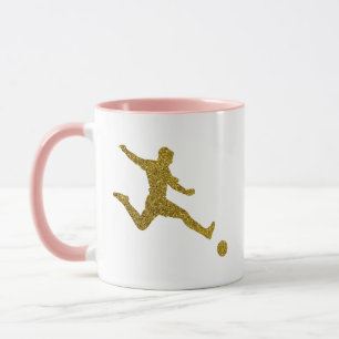 Football Soccer Shooter   Cool Gold Glitter Look Mug