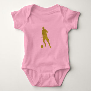 Football Soccer Shooter   Cool Golden Leather Look Baby Bodysuit
