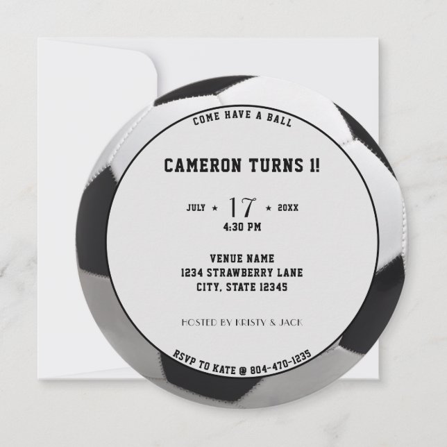 Football Soccer Sport 1st Birthday Party  Invitation (Front)