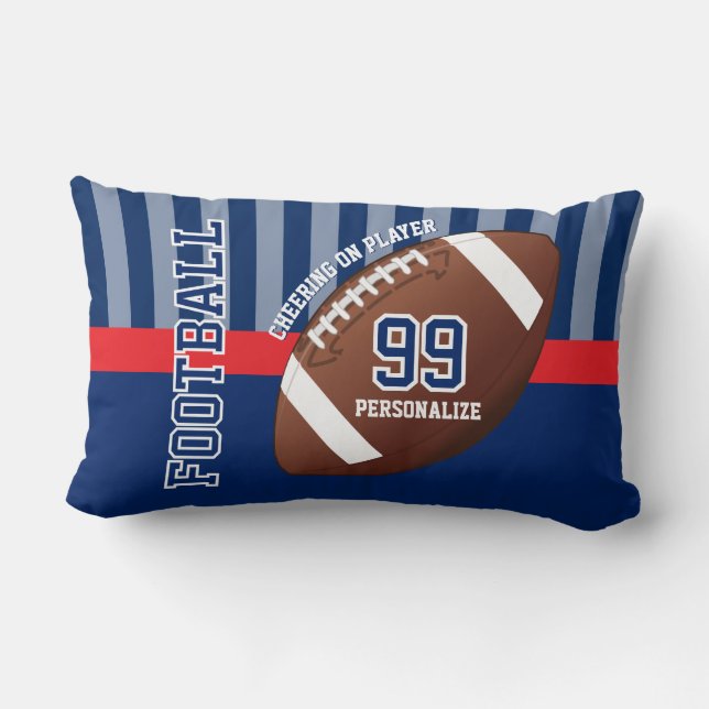 Football Sport in Dark Blue and Red  Lumbar Cushion (Back)