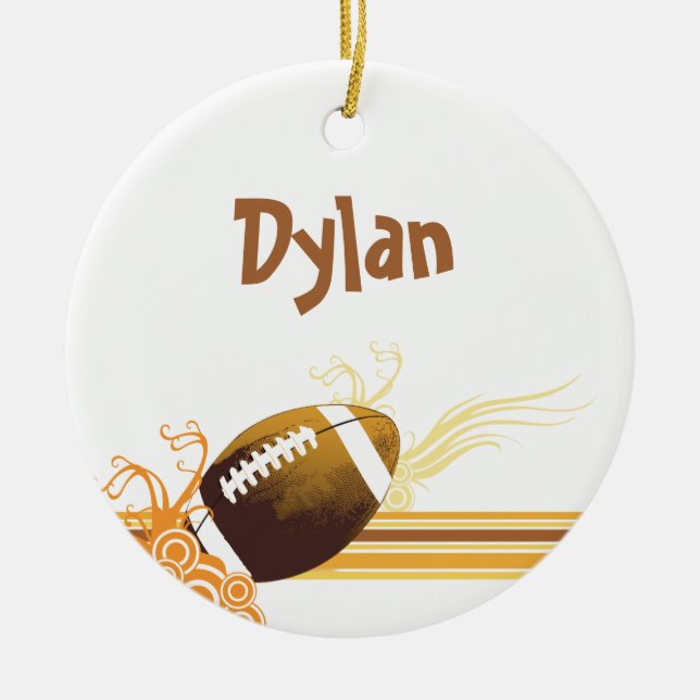 Football Sports Ball Game Personalised Name Ceramic Ornament (Front)