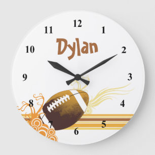 Football Sports Ball Game Personalised Name Large Clock