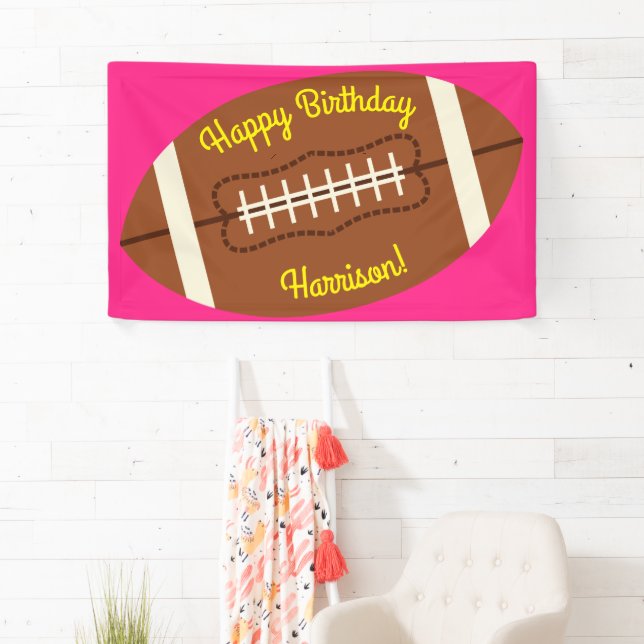 Football Sports Birthday Party Pink Banner (Insitu)