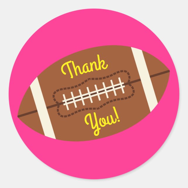 Football Sports Birthday Party Pink Classic Round Sticker (Front)