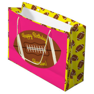 Football Sports Birthday Party Pink Large Gift Bag