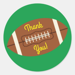 Football Sports Birthday Party Thank You Classic Round Sticker