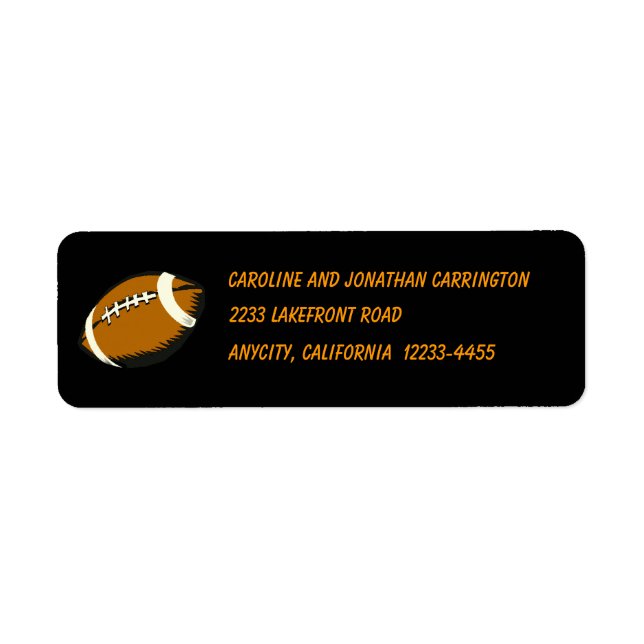 Football Sports Black and Brown Return Address Label (Front)