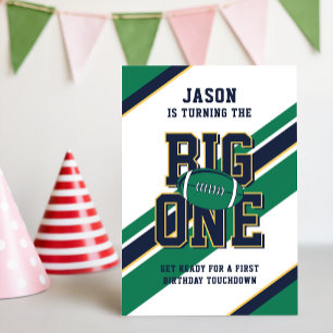 Football Sports Boy Kid First Birthday Party Invitation