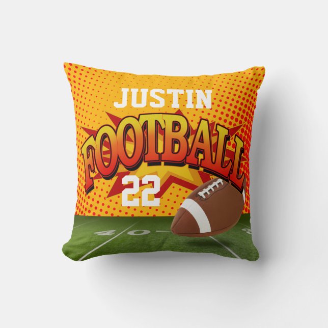 Football Sports Custom Name Number pumpkin orange Cushion (Front)
