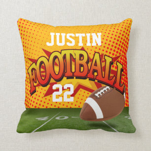 Football Sports Custom Name Number pumpkin orange Cushion