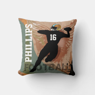 Football Sports Custom Name Number   tan Cushion