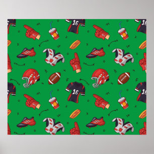 Football Sports Equipment, Food and Drink Poster