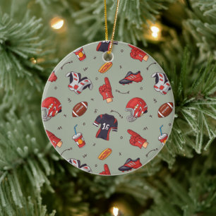 Football Sports Equipment with Food Pattern Ceramic Ornament