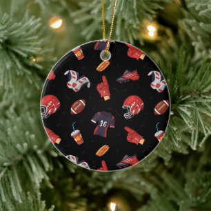 Football Sports Equipment with Food Pattern Ceramic Ornament