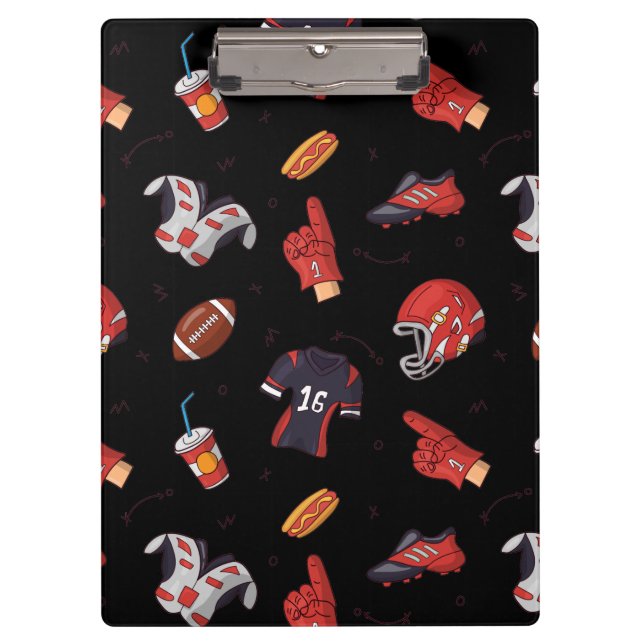 Football Sports Equipment with Food Pattern Clipboard (Front)