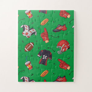Football Sports Equipment with Food Pattern Jigsaw Puzzle