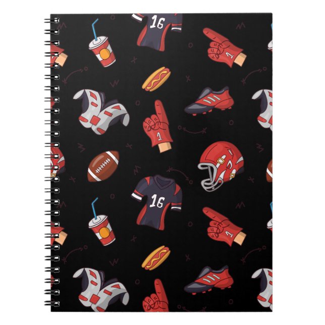 Football Sports Equipment with Food Pattern Notebook (Front)
