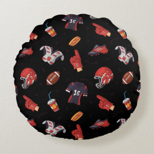 Football Sports Equipment with Food Pattern Round Cushion
