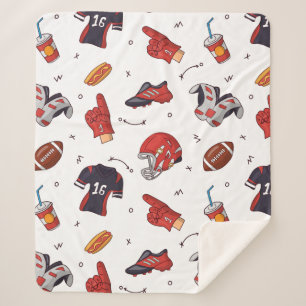 Football Sports Equipment with Food Pattern Sherpa Blanket
