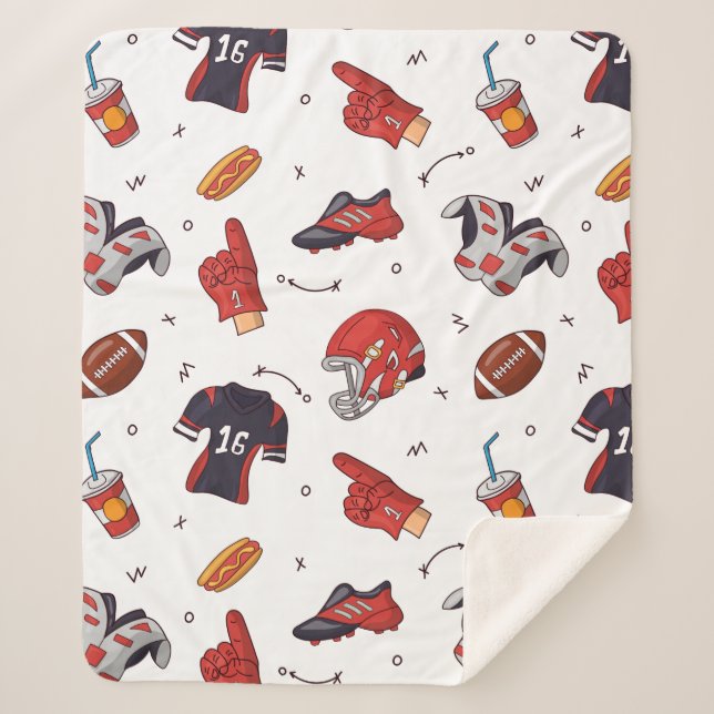 Football Sports Equipment with Food Pattern Sherpa Blanket (Front)