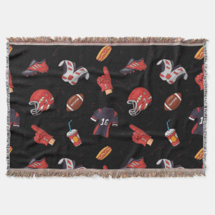 Football Sports Equipment with Food Pattern Throw Blanket