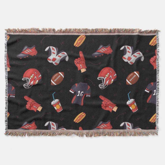Football Sports Equipment with Food Pattern Throw Blanket (Front)