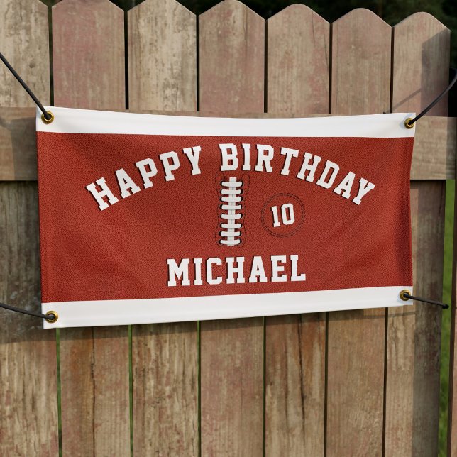 Football Sports Party Boys Birthday Banner (Perfect banner for kids sports themed party. Just add your name and number)