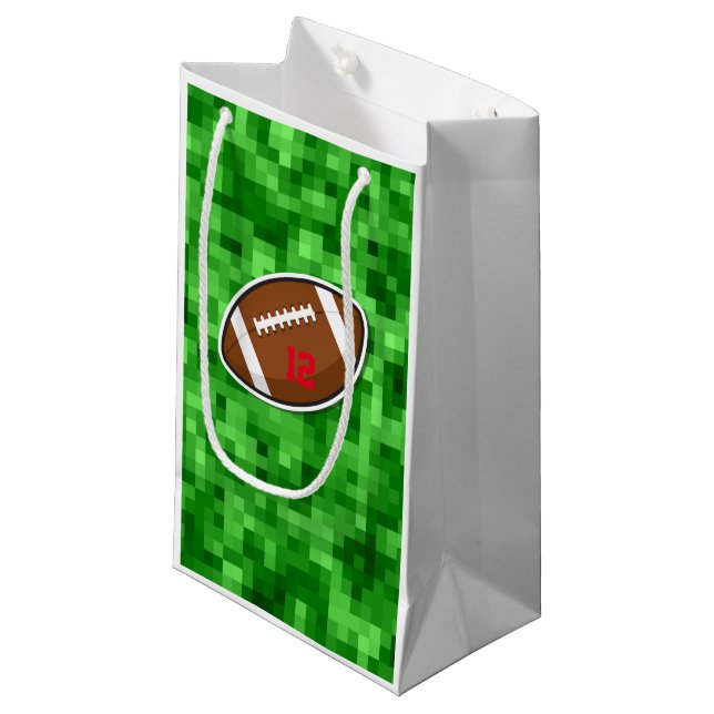 Football Sports Player Number Green Field Kids Small Gift Bag (Front Angled)