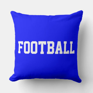 FOOTBALL Sporty Athletic 70s Text On Vivid Blue Cushion