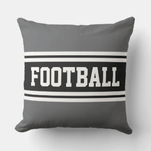 FOOTBALL Sporty Grey Black White Racing Stripes Cushion