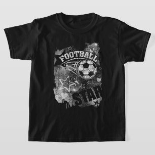 Football Star, Black Grunge Football T-Shirt
