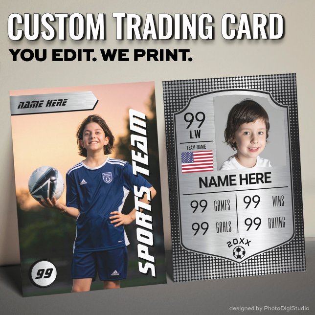 Football Stats Shield Card Soccer Trading Card (Custom Soccer Trading Card, Silver Shield Player Card)