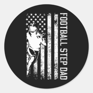 Football Step-dad Of A Football Player Stepfather Classic Round Sticker