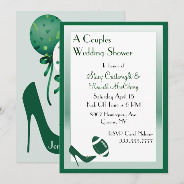 Football & Stiletto Wedding Shower Invitation (Front/Back)