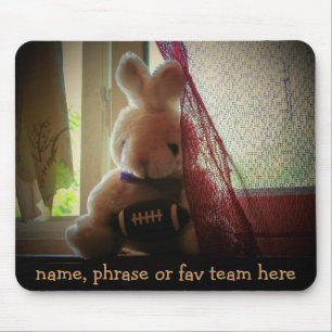 Football Stuffed bunny with Your Phrase Mouse Pad