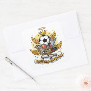 Football Super Fan Angelic Cart Square Sticker
